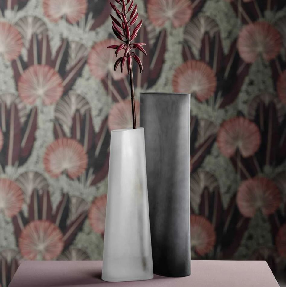 Vaso Turno Grigio in Vetro Satinato H42 Cm - Eleganza Moderna per Interni