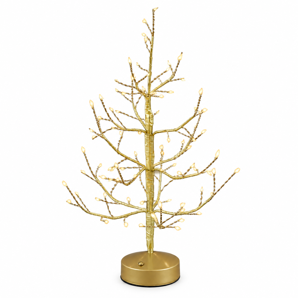 Albero LED Faggio Oro EDG Enzo De Gasperi H 45 × Ø 10 cm con 90 MiniLED dimmerabili su sfondo bianco