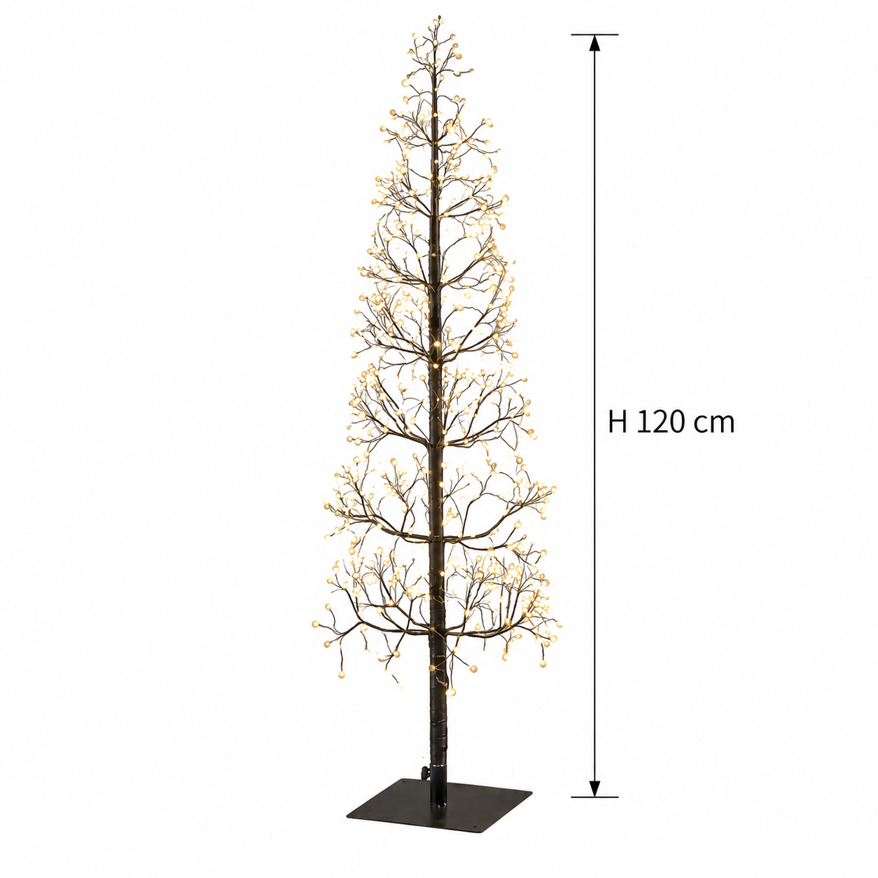 Albero LED Faggio Slim Nero EDG Enzo De Gasperi H 120 cm con LED Flash IP44 e indicazione dell’altezza