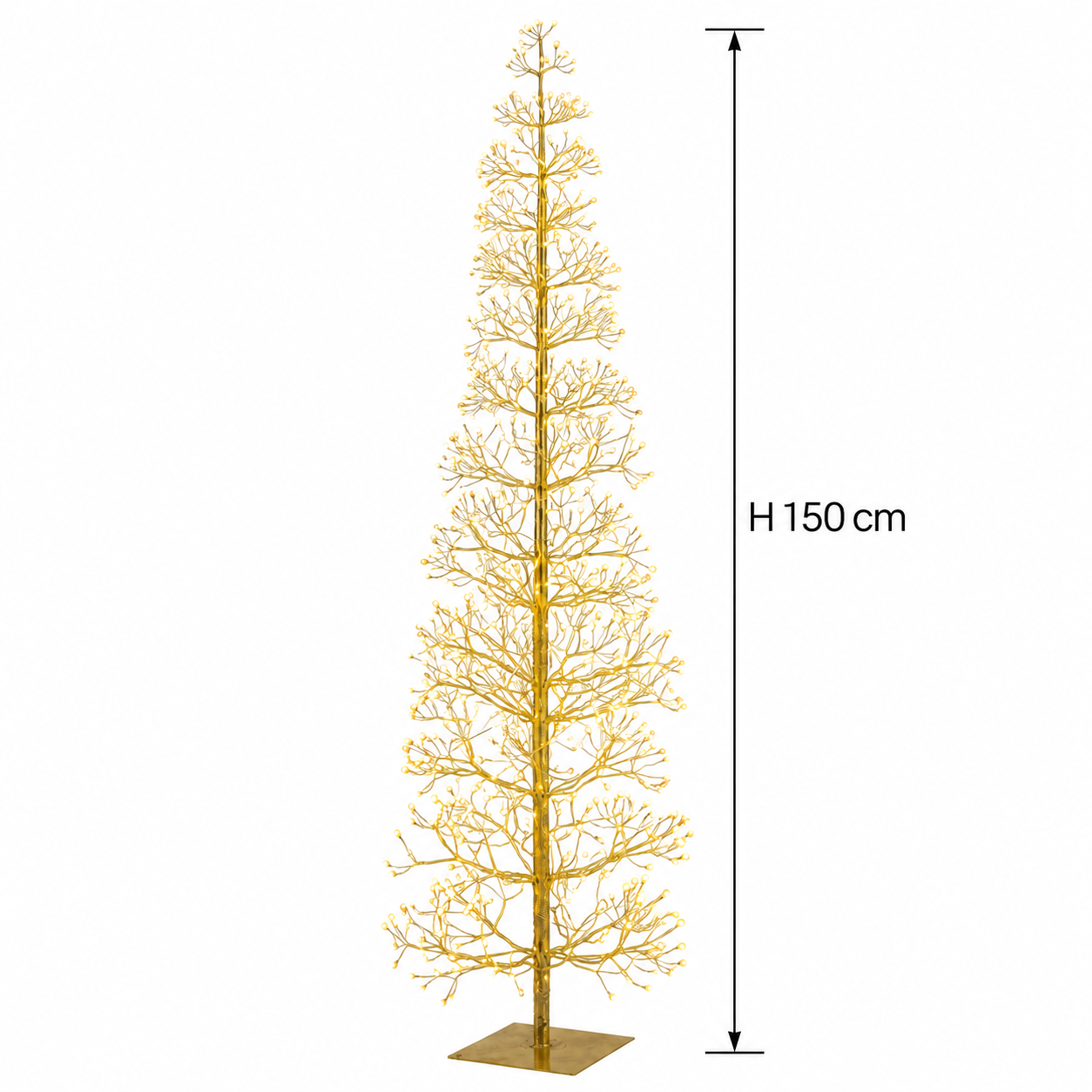Albero LED Faggio Slim Oro EDG Enzo De Gasperi H 150 cm con MicroLED a luce calda e indicazione dell’altezza