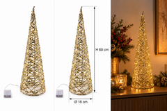 Albero LED Stripes Cono Oro EDG Enzo De Gasperi con dimensioni H 60 cm Ø 16 cm e 30 MicroLED