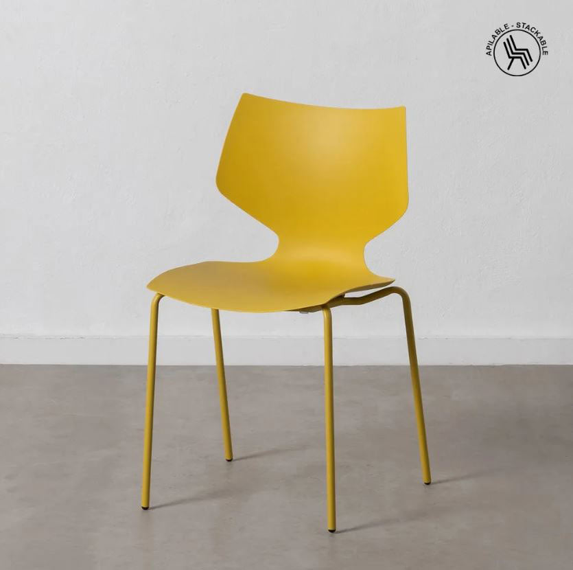 Amarillo - Sedia Impilabile in Polipropilene Giallo con Struttura in Metallo L43 X P42 X H79 CM - 606282