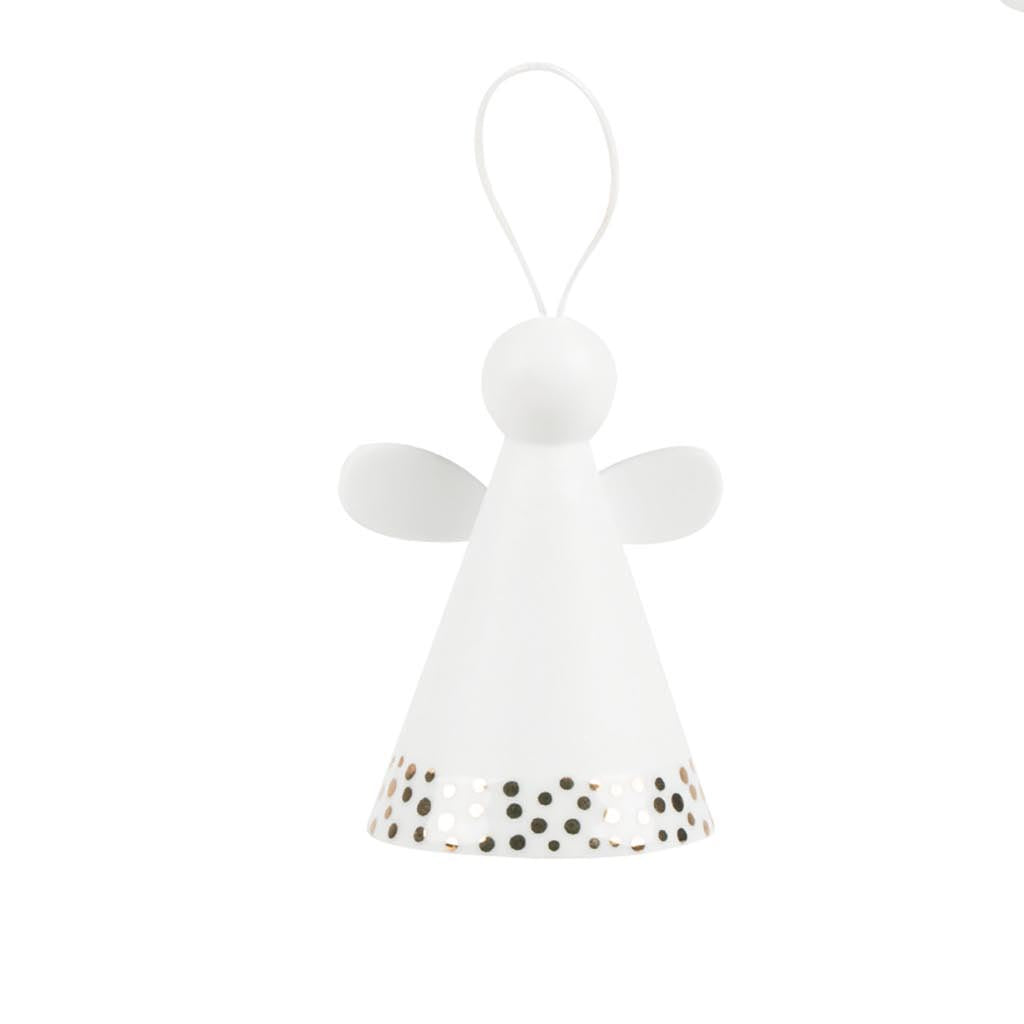 Angelo da appendere in ceramica bianca con pois oro - 4990315-pois