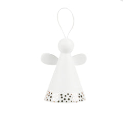 Angelo da appendere in ceramica bianca con pois oro - 4990315-pois