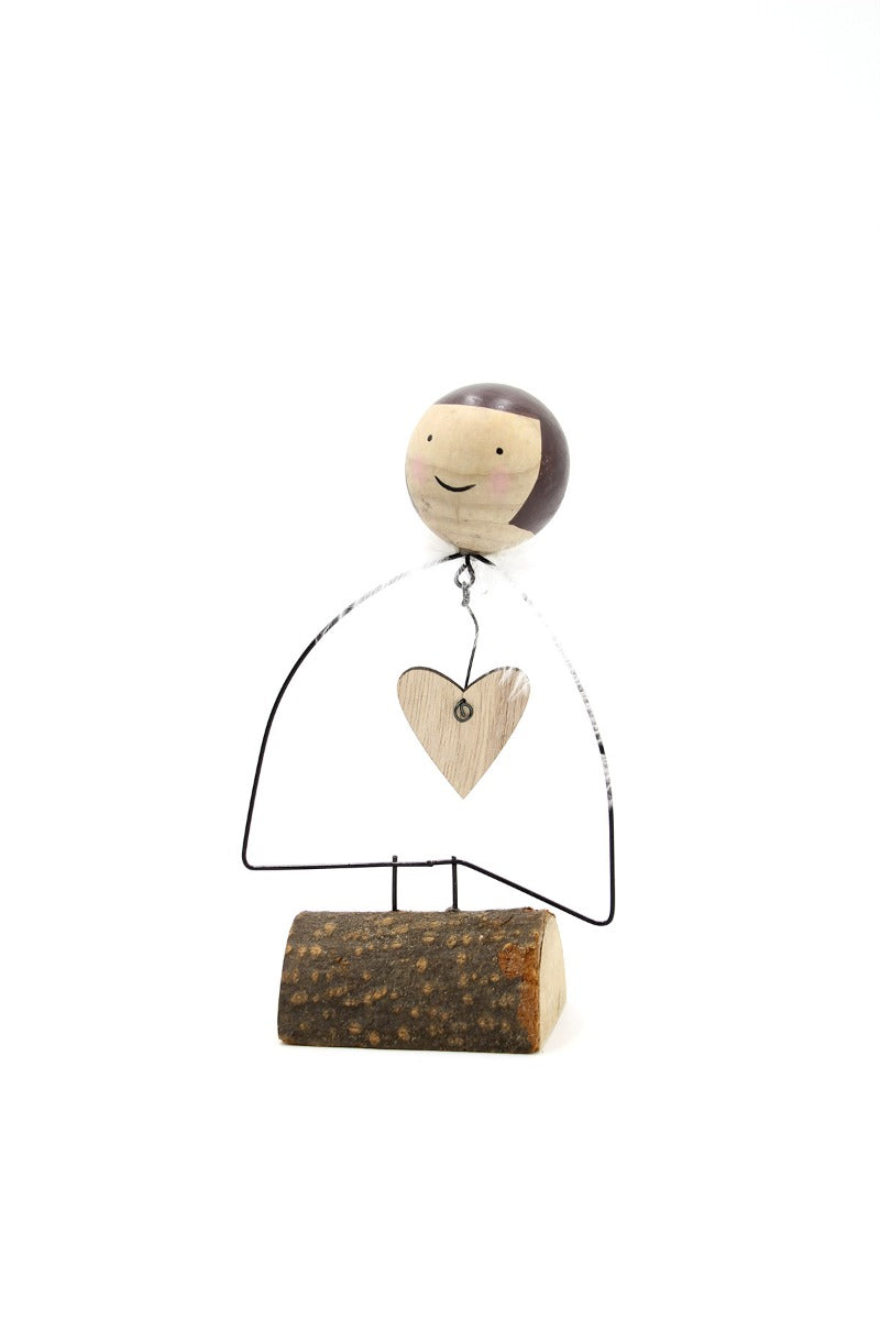 Angelo stilizzato in ferro con cuore H17cm - 1191469