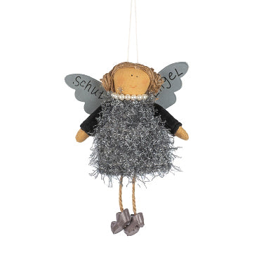 Angelo Artigianale con Abito Flappe Grigio | Decorazione natalizia da appendere