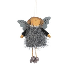 Angelo Artigianale con Abito Flappe Grigio | Decorazione natalizia da appendere