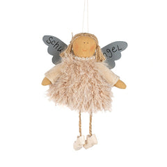 Angelo Artigianale con Pelliccia Tortora | Decorazione natalizia da appendere