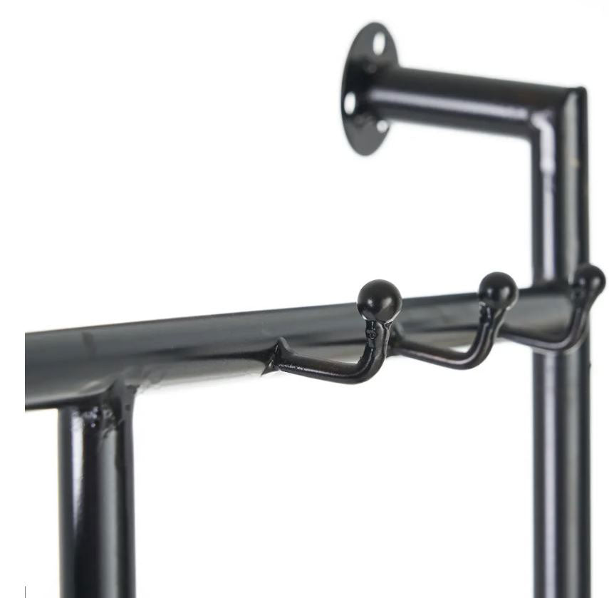 Appendiabiti con Specchio Rettangolare in Metallo Nero L67 X P19 X H166,50 CM - 603129