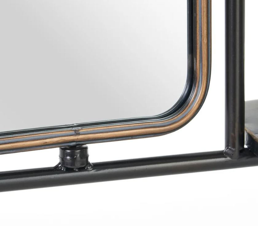 Appendiabiti con Specchio Rettangolare in Metallo Nero L67 X P19 X H166,50 CM - 603129