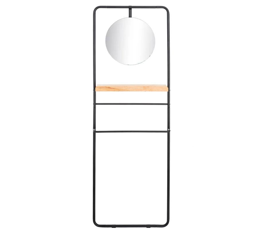 Appendiabiti con Specchio in Metallo Nero L56,90 X P15 X H171,90 CM - 105946