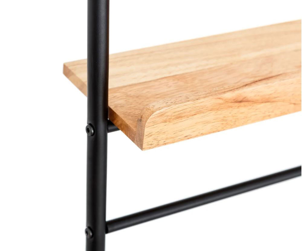 Appendiabiti con Specchio in Metallo Nero L56,90 X P15 X H171,90 CM - 105946