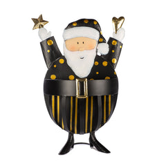 Baden Collection Babbo Natale in Metallo Nero e Oro con Cestino H50 Cm - 1248622