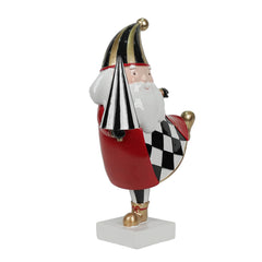 Babbo Natale in resina con albero H20 cm vista laterale