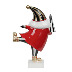 Babbo Natale in resina con albero H20 cm vista posteriore