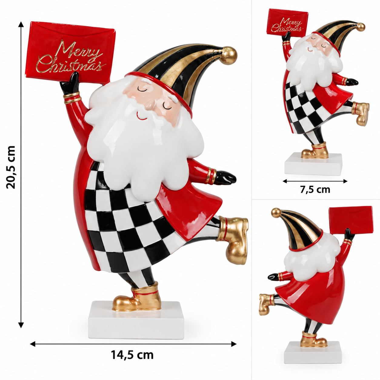 Babbo Natale Merry Christmas in resina dimensioni 14,5 x 7,5 x H20,5 cm
