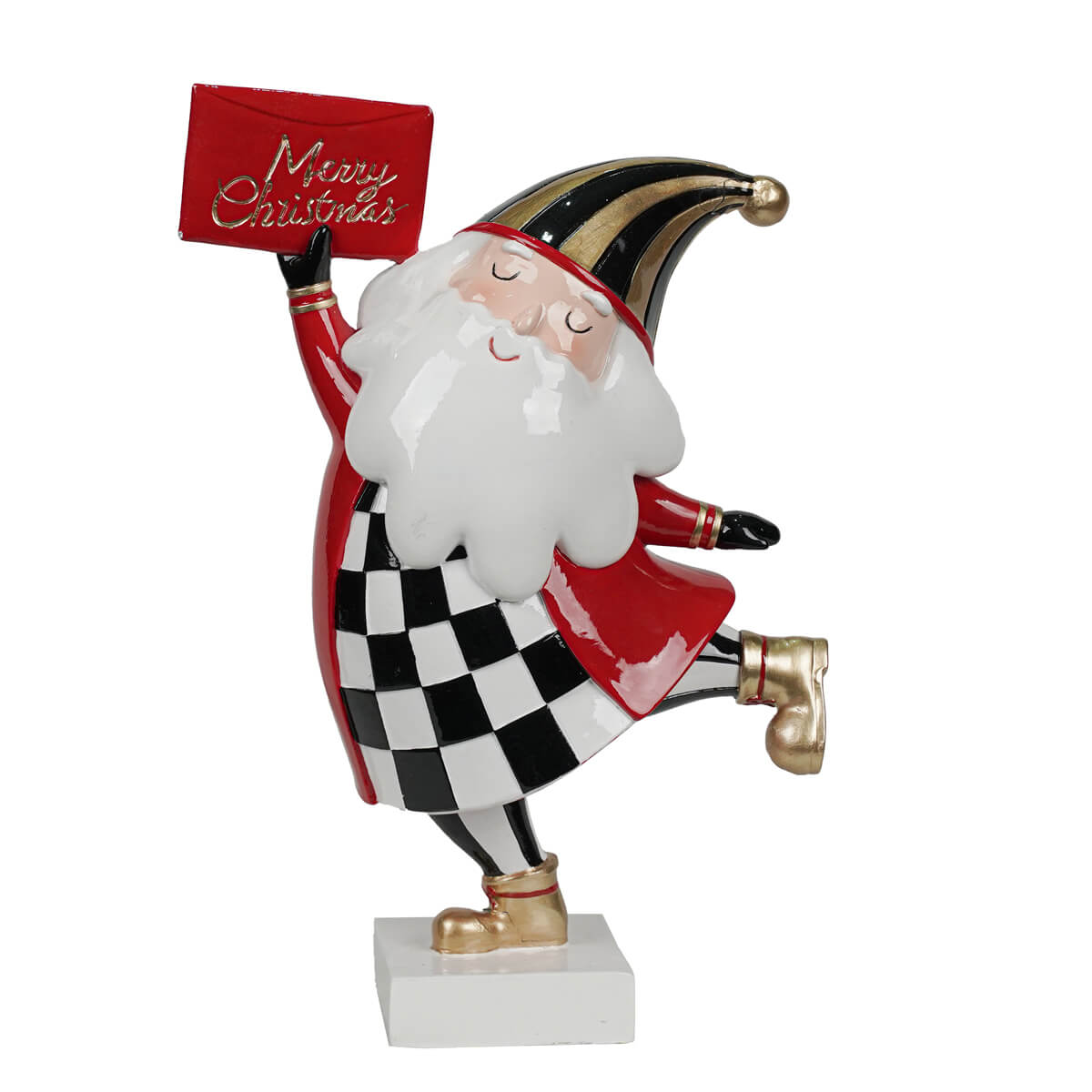 Babbo Natale in resina con cartello Merry Christmas H20,5 cm