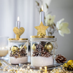 Barattolo con Tappo Portacandela Albero Oro H22 - 1237397