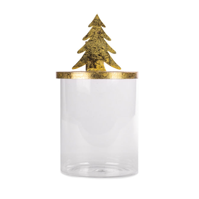 Barattolo con Tappo Portacandela Albero Oro H22 - 1237397