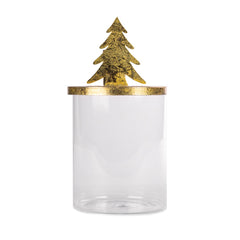 Barattolo con Tappo Portacandela Albero Oro H22 - 1237397