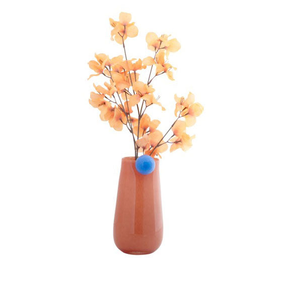 Vaso Bolita M Arancione con Pallina Azzurra | Vasi di Design in Vetro Colorato - PT4153LO