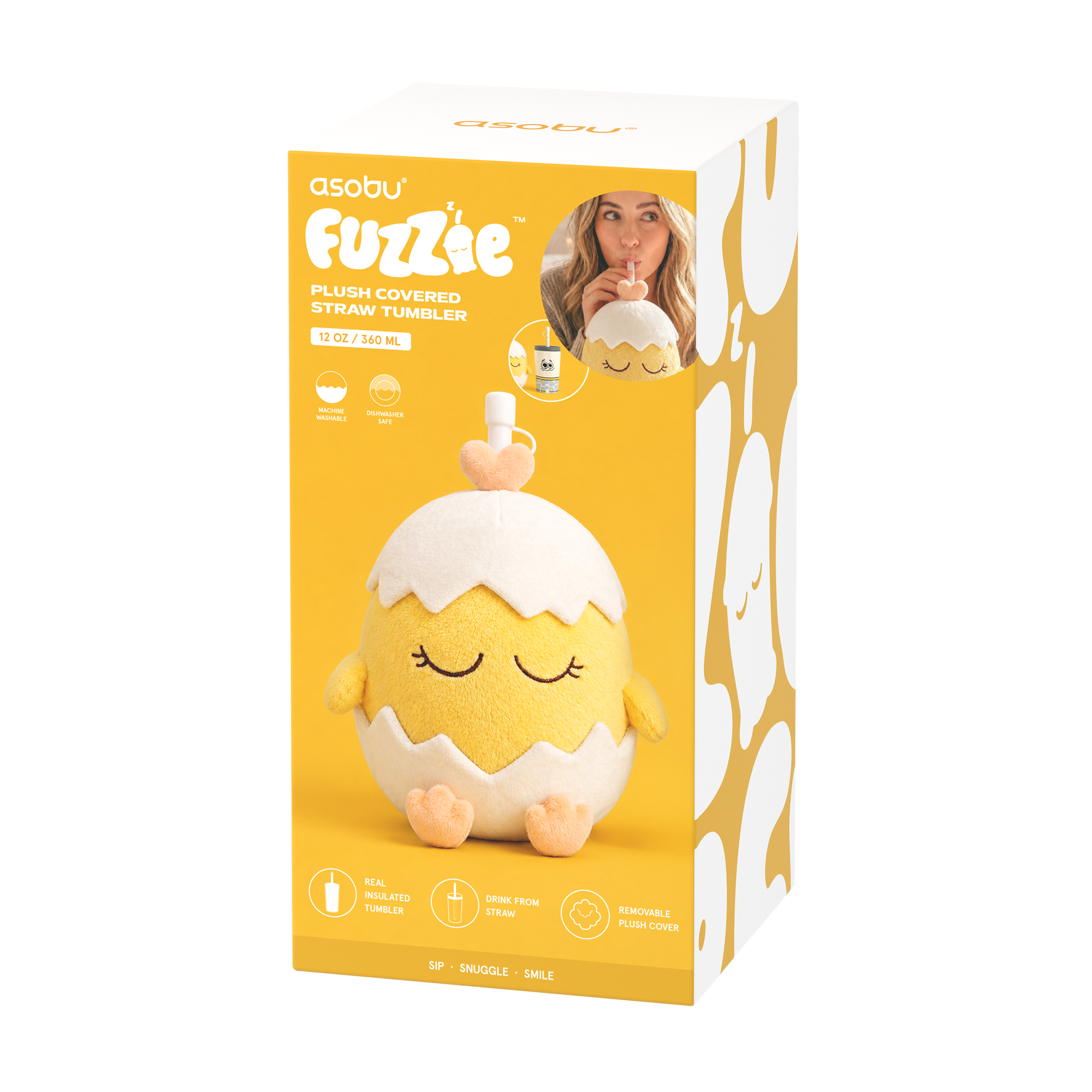 Borraccia termica Asobu Fuzzie Egg 360 ml in peluche  con packaging