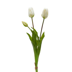 Bouquet 3 Tulipani Bianchi Real Touch H48 | Fiori artificiali di qualit&agrave; - 216120,10