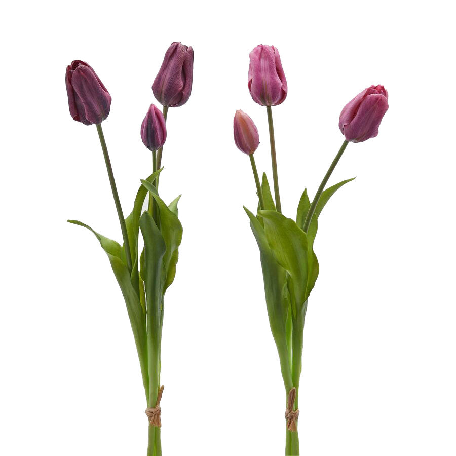 Bouquet 3 Tulipani Viola Real Touch H48 | Fiori artificiali di qualit&agrave; - 216120,62