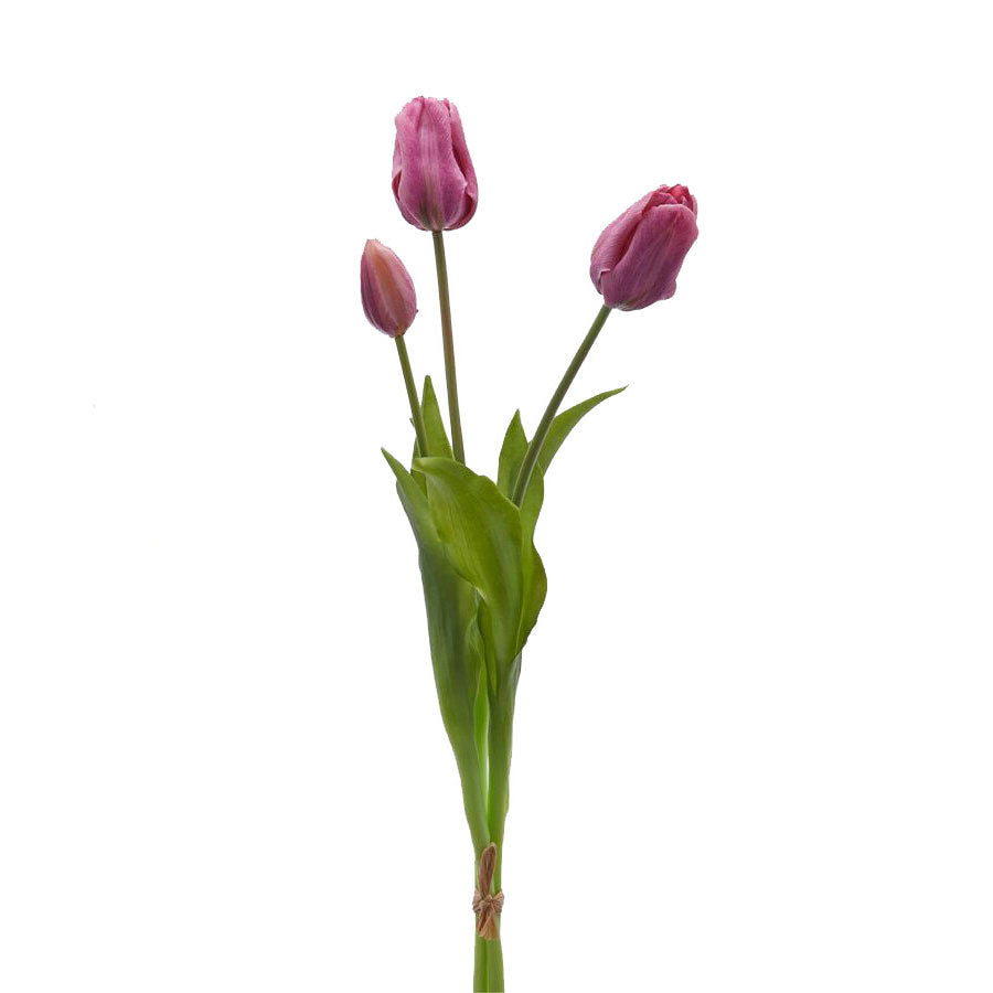Bouquet 3 Tulipani Viola Real Touch H48 | Fiori artificiali di qualit&agrave; - 216120,62