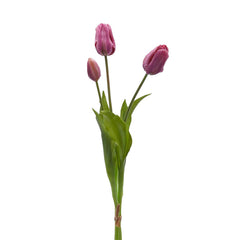 Bouquet 3 Tulipani Viola Real Touch H48 | Fiori artificiali di qualit&agrave; - 216120,62