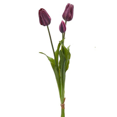 Bouquet 3 Tulipani Viola Real Touch H48 | Fiori artificiali di qualit&agrave; - 216120,62