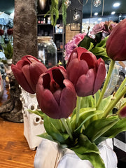 Bouquet tulipani porpora Real Touch H40 | Fiori artificiali di qualit&agrave; - 214959,46