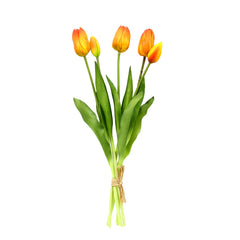 Bouquet tulipani arancio Real Touch H40 | Fiori artificiali di qualit&agrave; - 216002,30O