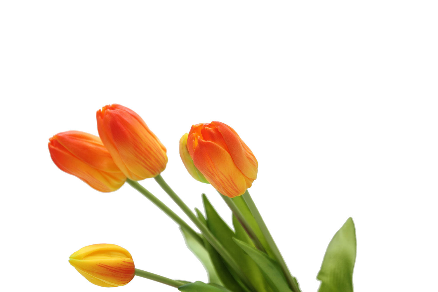 Bouquet tulipani arancio Real Touch H40 | Fiori artificiali di qualit&agrave; - 216002,30O