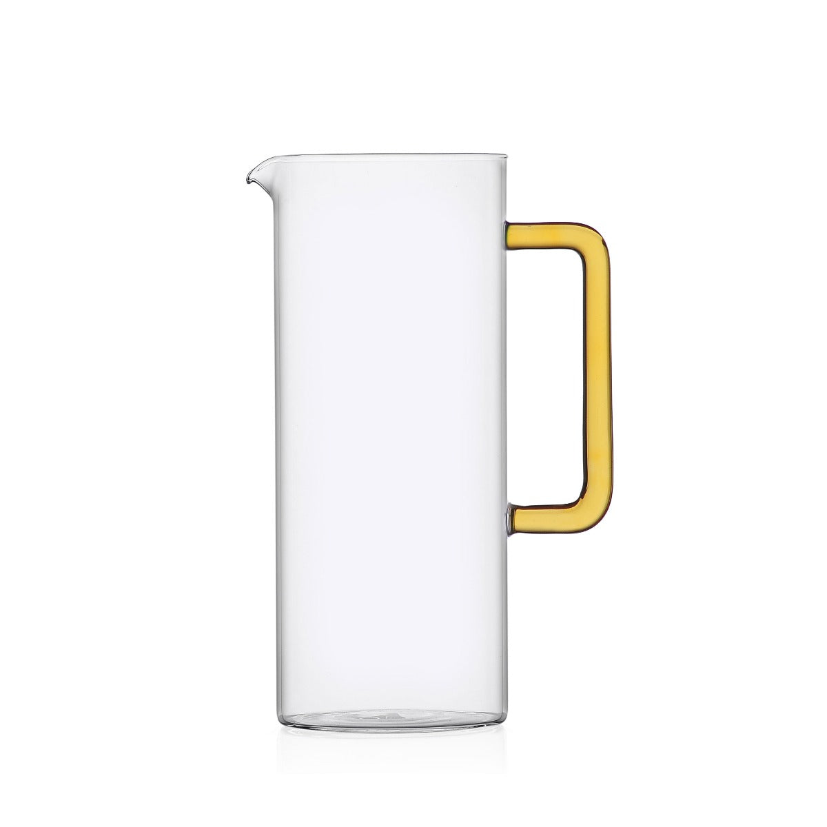 Brocca in Vetro Trasparente Con Manico Giallo Tube | Ichendorf Milano - 09359557