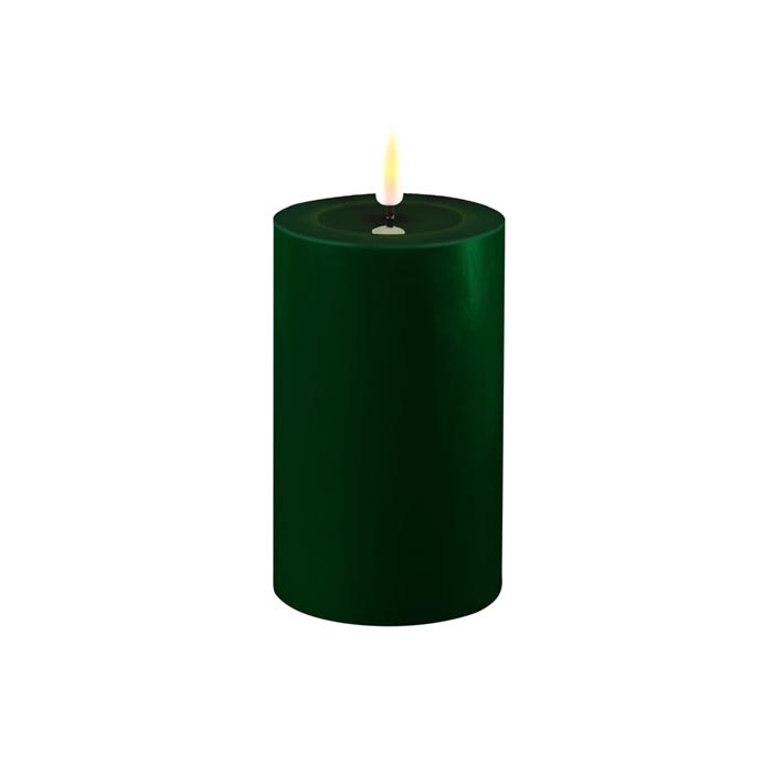 Candela a Led Real indoor Verde scuro D7,5 X H15 | Candele a Led effetto reale - 0269