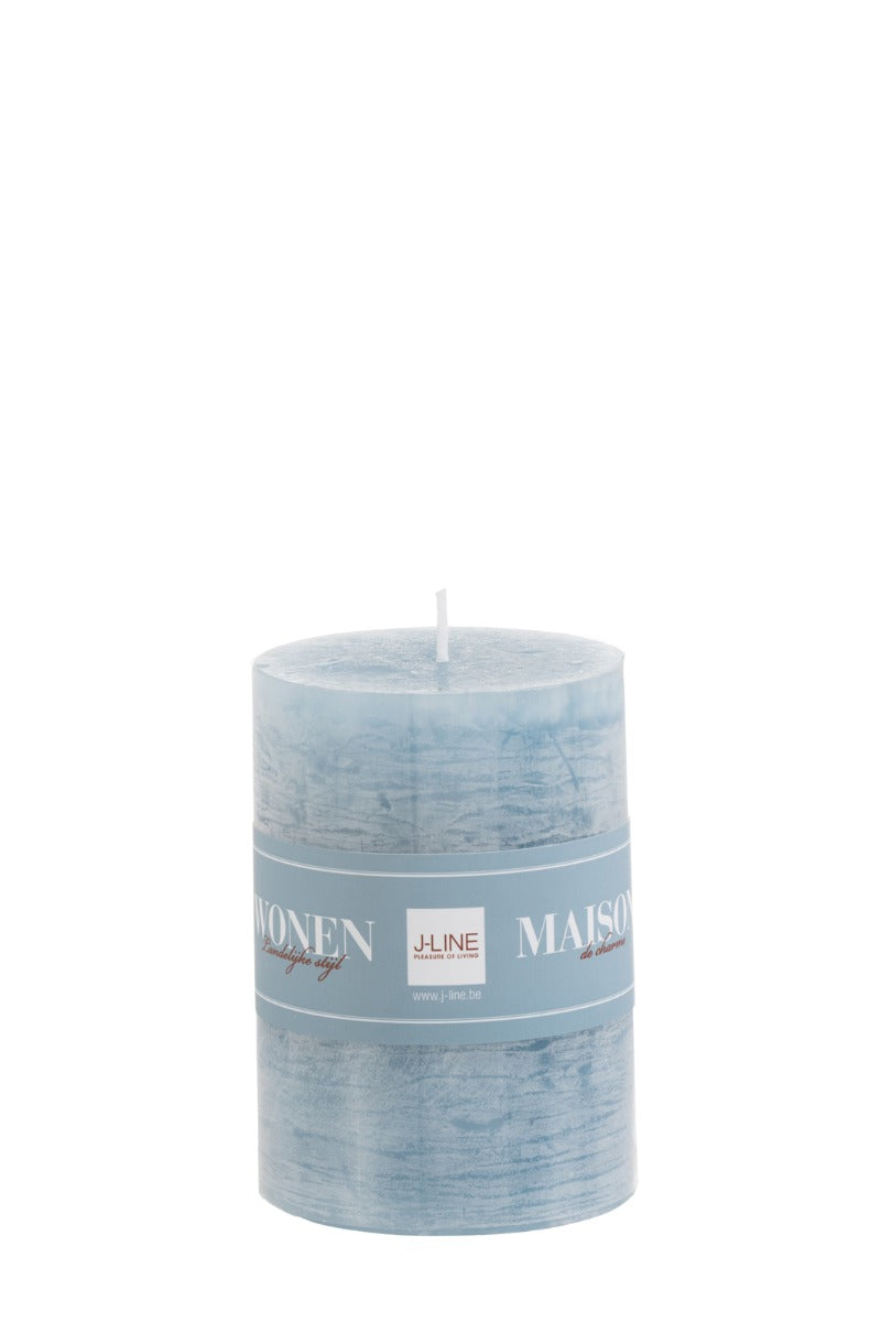 Candela blu cilindrica H10x7: candele di cera colorate J Line - 84905
