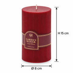 Candela Moccolo a Righe Bordeaux EDG Enzo De Gasperi con dimensioni H 15 cm Ø 8 cm