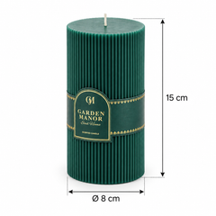 Candela Moccolo a Righe Verde EDG Enzo De Gasperi con dimensioni H 15 cm Ø 8 cm
