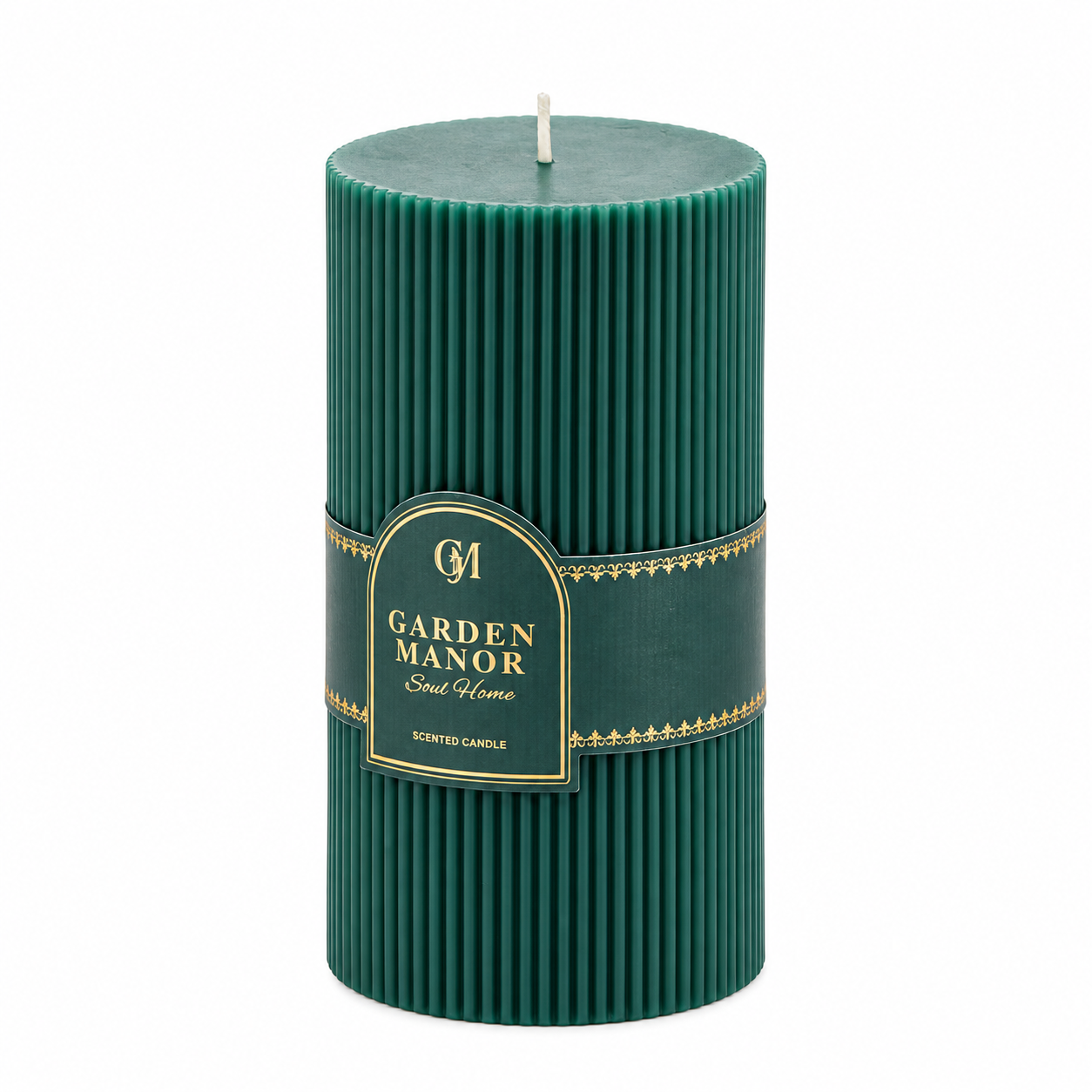 Candela Moccolo a Righe Verde EDG Enzo De Gasperi Garden Manor H 15 cm Ø 8 cm