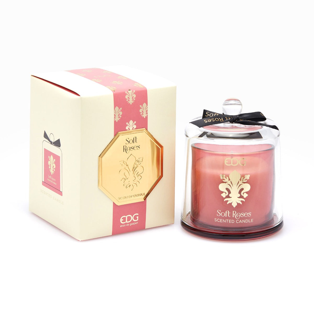 EDG Enzo De Gasperi Candela Con Cupola Goldlily Soft Roses 15cm - 613798,SR0