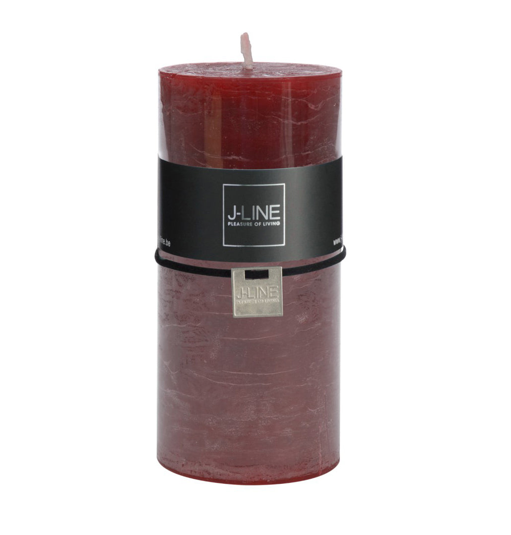 Candela rosso ciliegia cilindrica H15x7 : candele di cera colorate - 98928