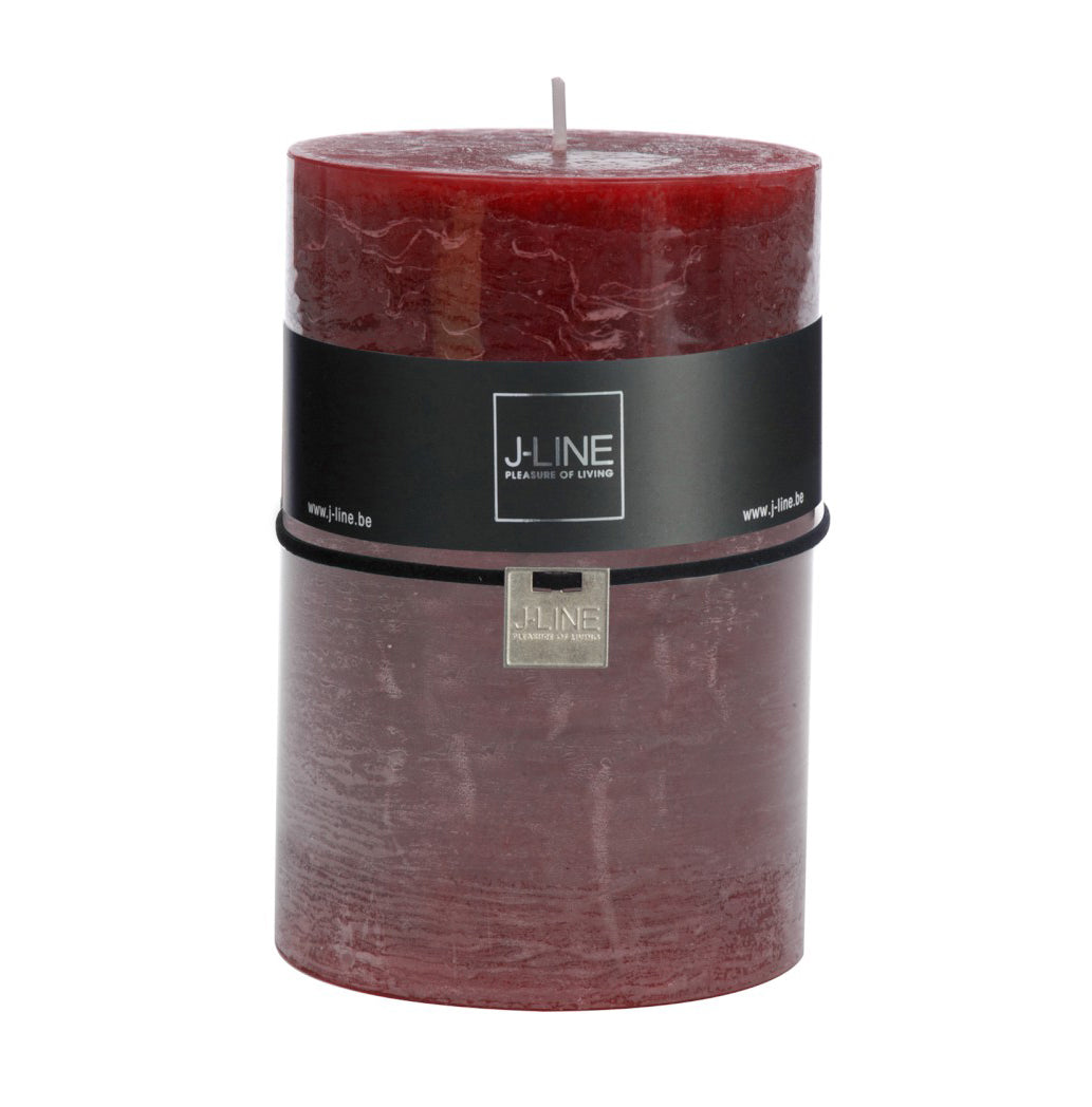 Candela rosso ciliegia cilindrica H15x10: candele di cera colorate - 98930