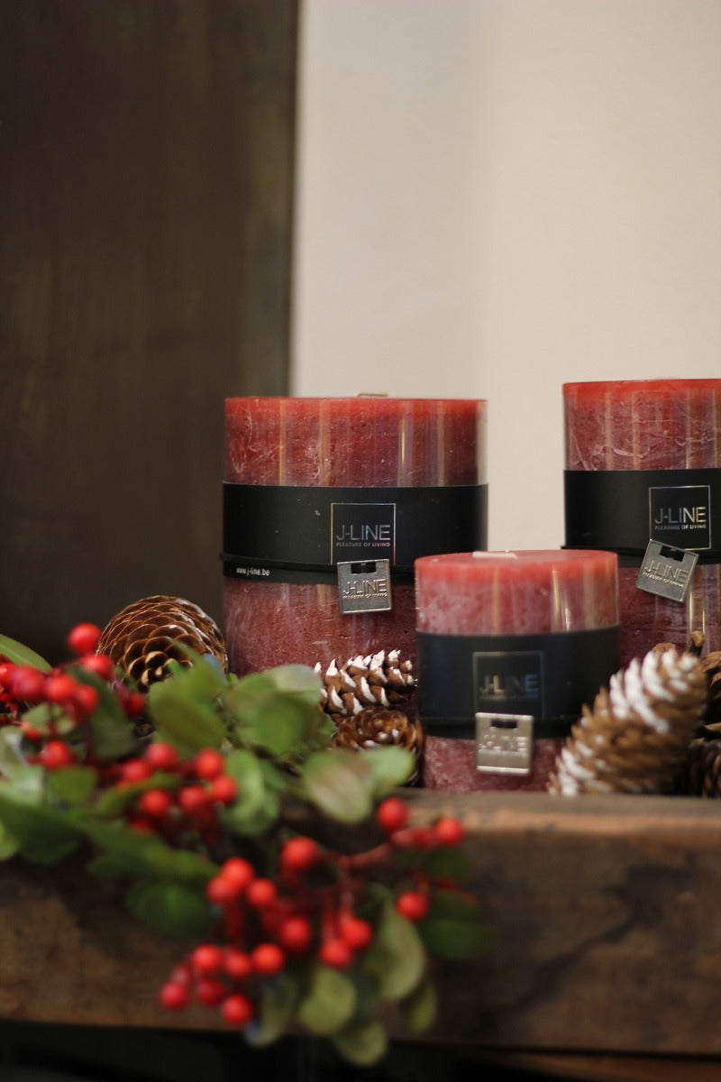 Candela rosso ciliegia cilindrica: candele di cera colorate - CONFIG0015