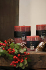 Candela rosso ciliegia cilindrica: candele di cera colorate - CONFIG0015