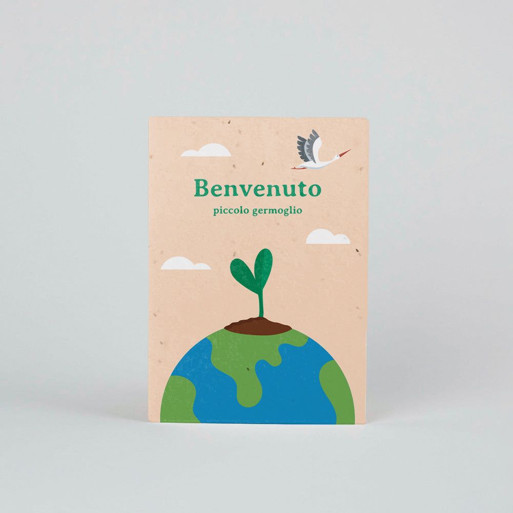 Cartolina Piantabile “Benvenuto” – Biglietto Ecologico con Semi di Carota