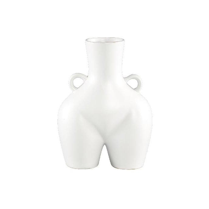 Vaso Casty White H30 | Vaso fianchi di donna in ceramica bianca - 708441