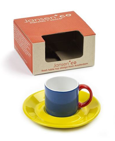 Tazza Mug Espresso blu-gialla: tazzine caffè colorate Jansen CO - JC1225