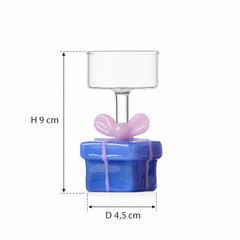 Christmas Tales Tealight Pacco Regalo Azzurro Ichendorf Milano con misure H9 D4,5 cm
