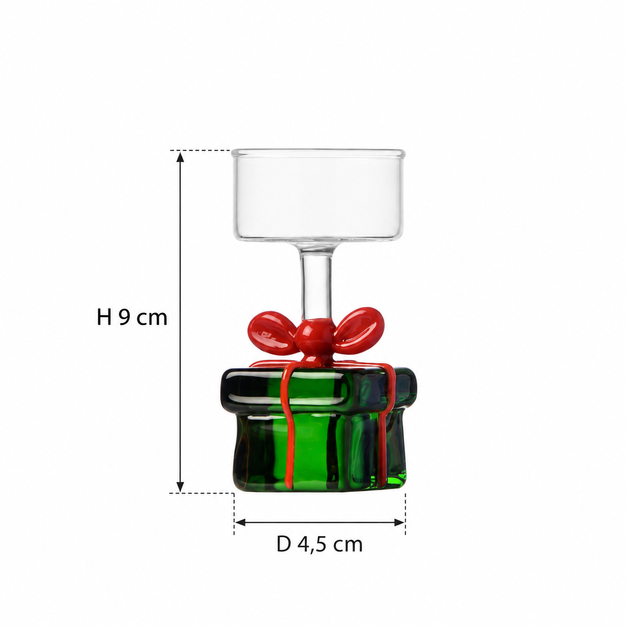 Tealight Pacco Regalo Verde Christmas Tales Ichendorf Milano con misure H9 D4,5 cm